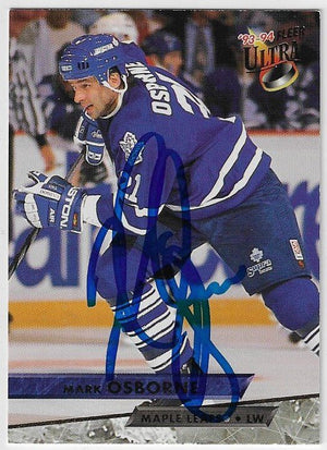 Mark Osborne Signed 1993 - 94 Fleer Ultra Hockey Card - Toronto Maple Leafs - PastPros