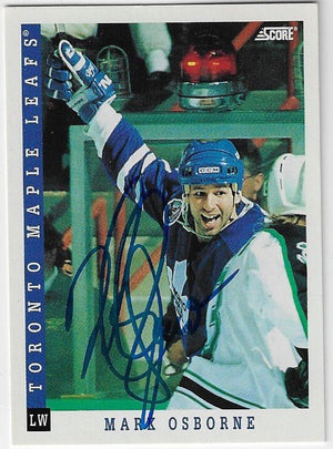 Mark Osborne Signed 1993 - 94 Score Hockey Card - Toronto Maple Leafs - PastPros