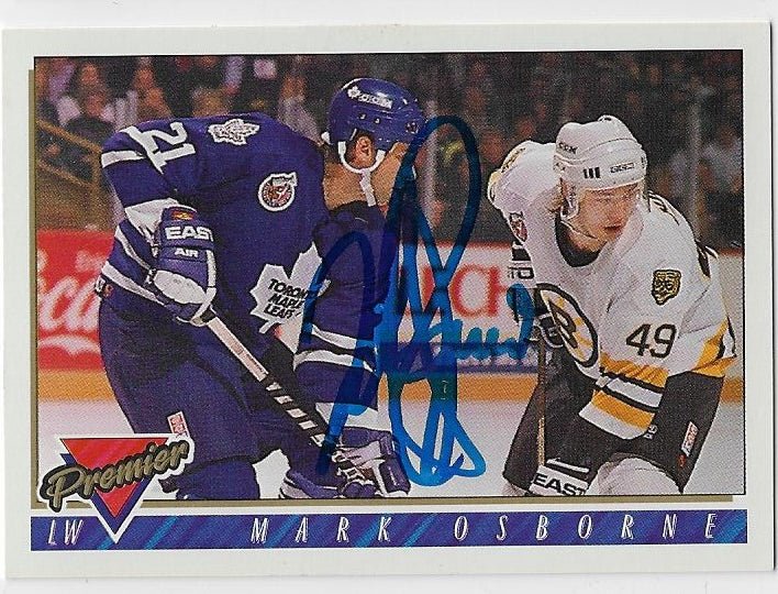 Mark Osborne Signed 1993 - 94 Topps Premier Hockey Card - Toronto Maple Leafs - PastPros