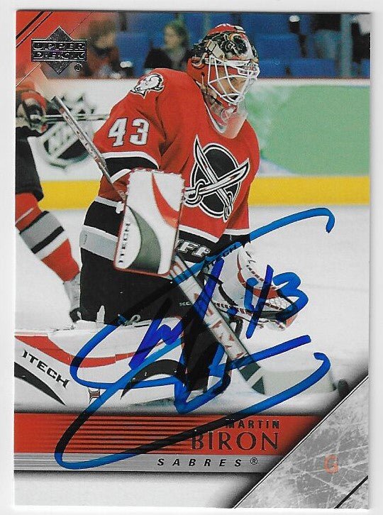 Martin Biron Signed 2005-06 Upper Deck Hockey Card - Buffalo Sabres