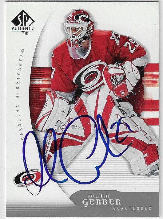 Martin Gerber Signed 2004-05 SP Authentic Hockey Card - Carolina Hurricanes