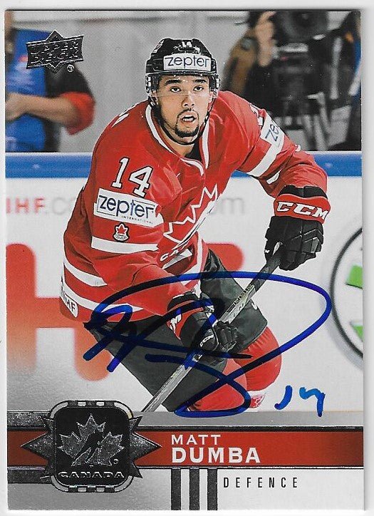 Matt Dumba Signed 2017-18 Canadian Tire Upper Deck Hockey Card - Team Canada