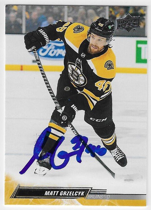 Matt Grzelcyk Signed 2022-23 Upper Deck Hockey Card - Boston Bruins