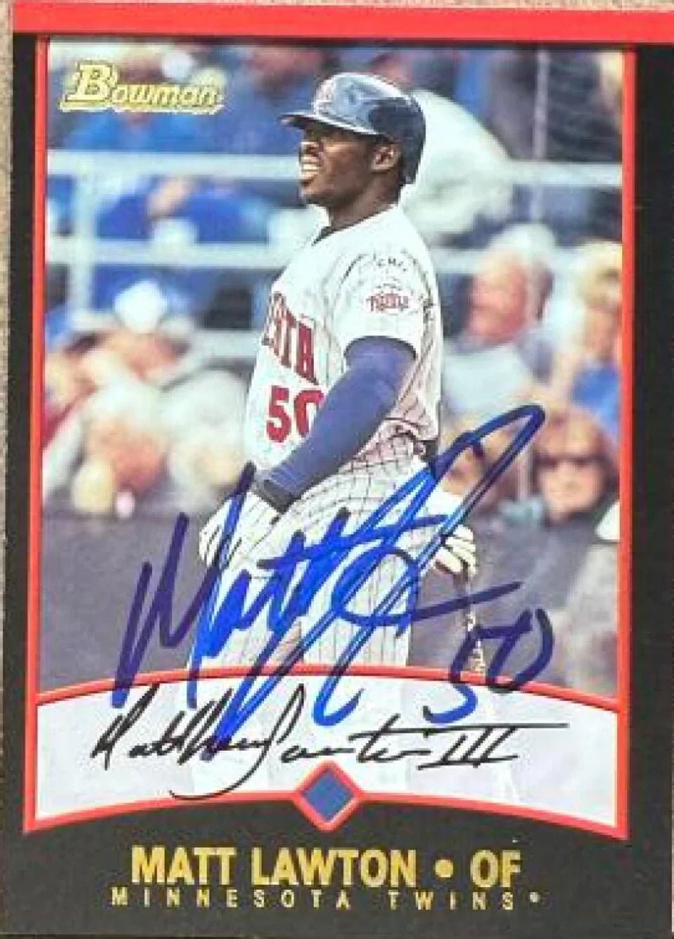 Matt Lawton Signed 2001 Bowman Baseball Card - Minnesota Twins