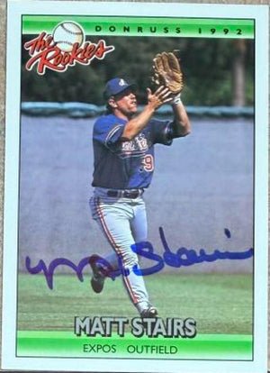 Matt Stairs Signed 1992 Donruss Rookies Baseball Card - Montreal Expos #112