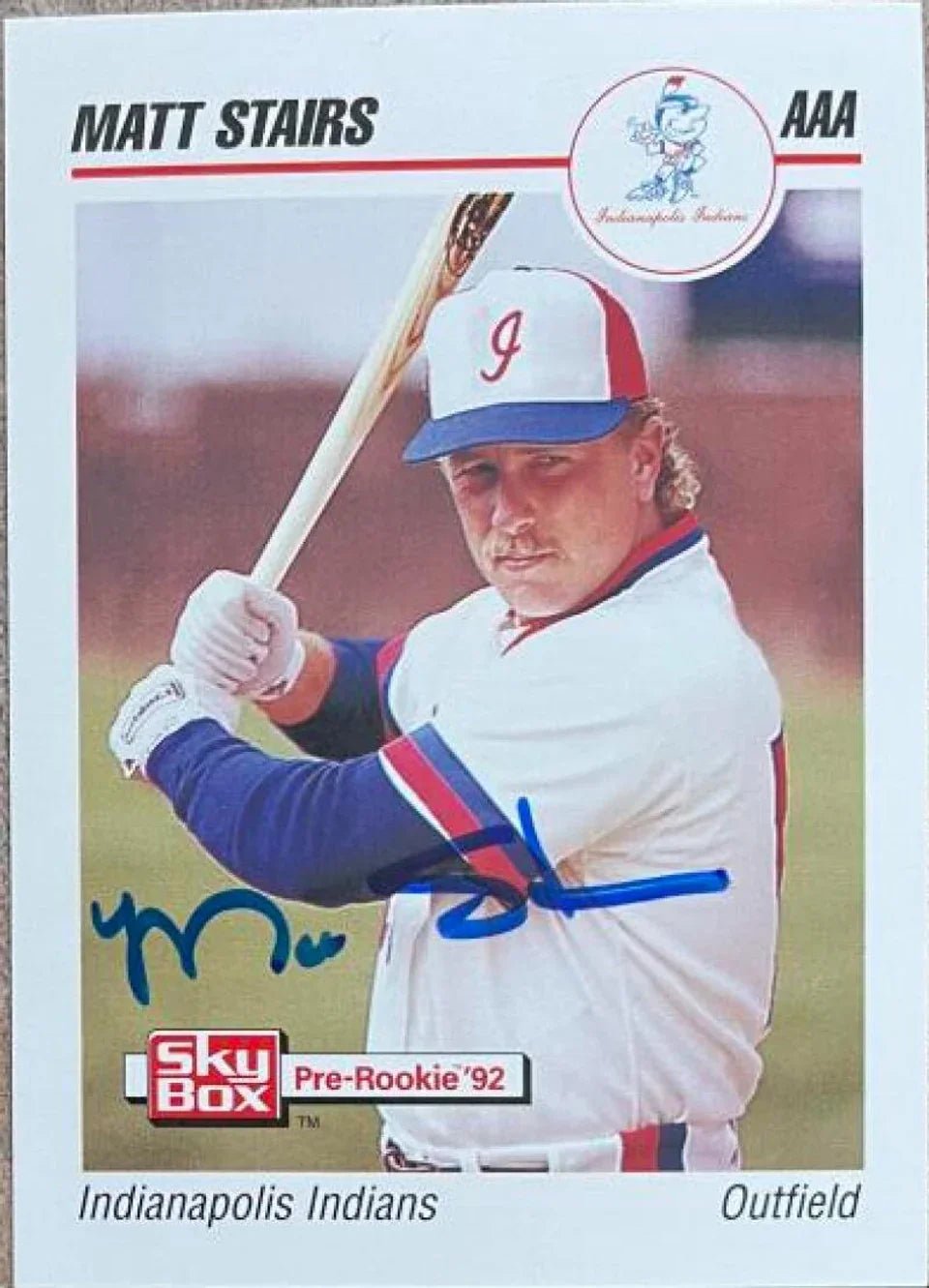Matt Stairs Signed 1992 Skybox AAA Baseball Card - Indianapolis Indians