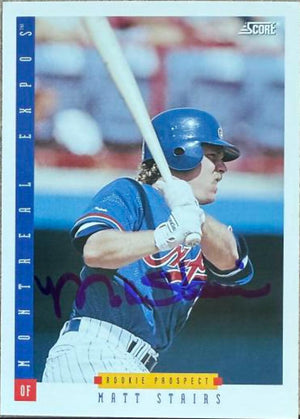 Matt Stairs Signed 1993 Score Baseball Card - Montreal Expos #232