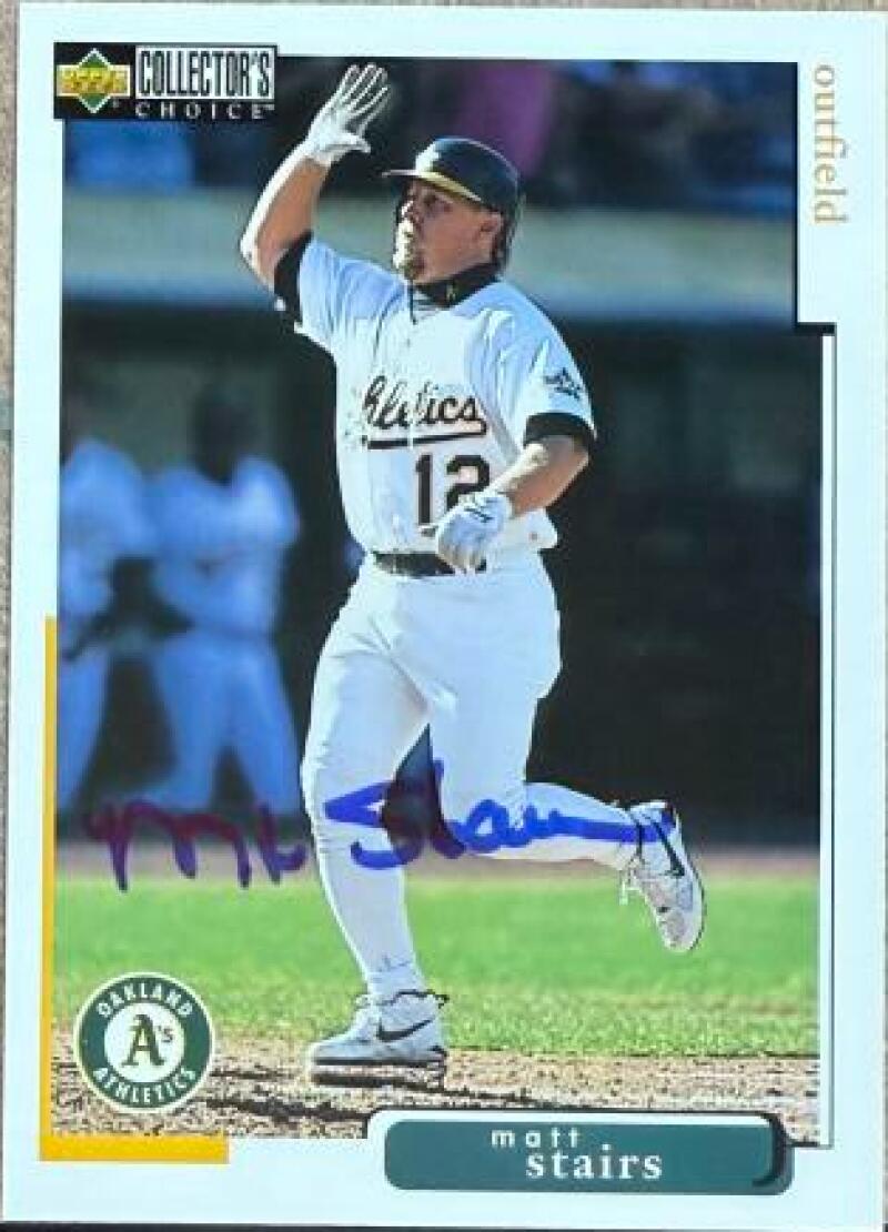 Matt Stairs Signed 1998 Collector's Choice Baseball Card - Oakland A's #195