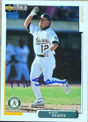 Matt Stairs Signed 1998 Collector's Choice Baseball Card - Oakland A's #195