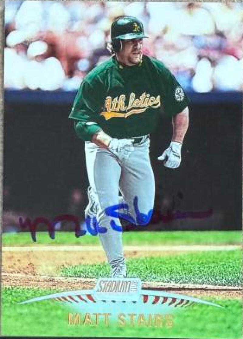 Matt Stairs Signed 1999 Stadium Club Baseball Card - Oakland A's #262