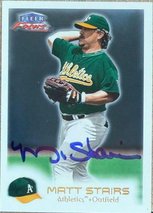 Matt Stairs Signed 2000 Fleer Focus Baseball Card - Oakland A's #200