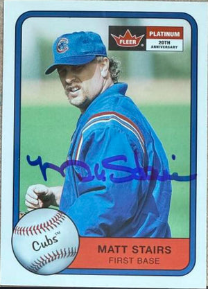 Matt Stairs Signed 2001 Fleer Platinum Baseball Card - Chicago Cubs #114