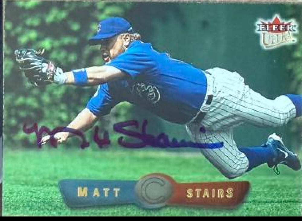 Matt Stairs Signed 2002 Fleer Ultra Baseball Card - Chicago Cubs #77
