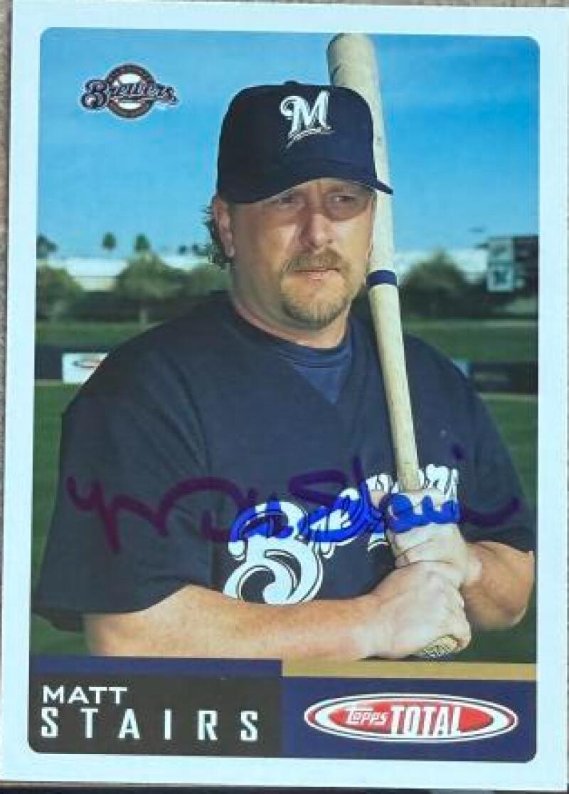 Matt Stairs Signed 2002 Topps Total Baseball Card - Milwaukee Brewers #851