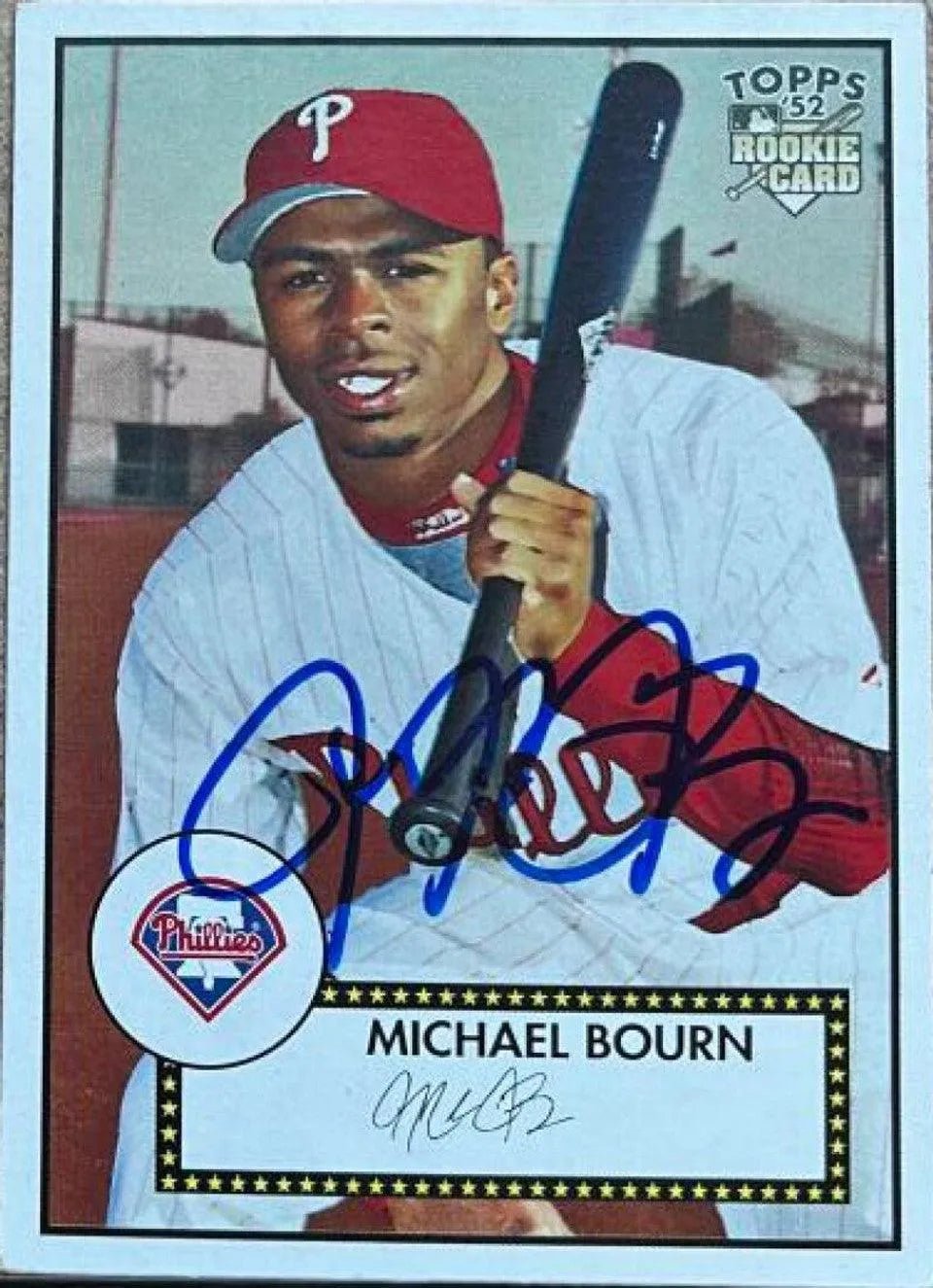 Michael Bourn Signed 2007 Topps Rookie '52 Edition Baseball Card - Philadelphia Phillies