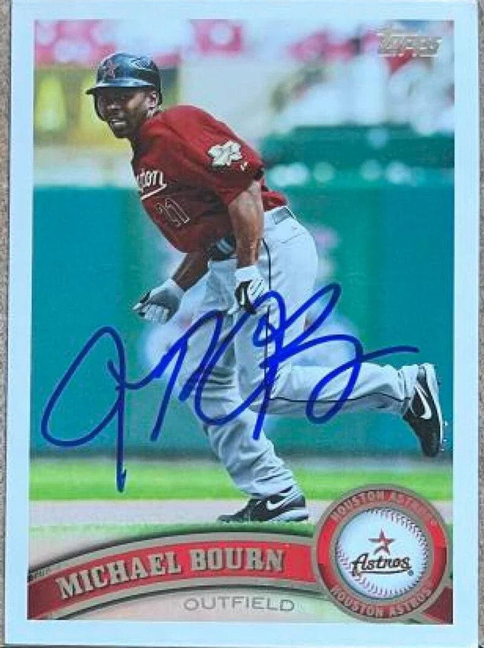 Michael Bourn Signed 2011 Topps Baseball Card - Houston Astros