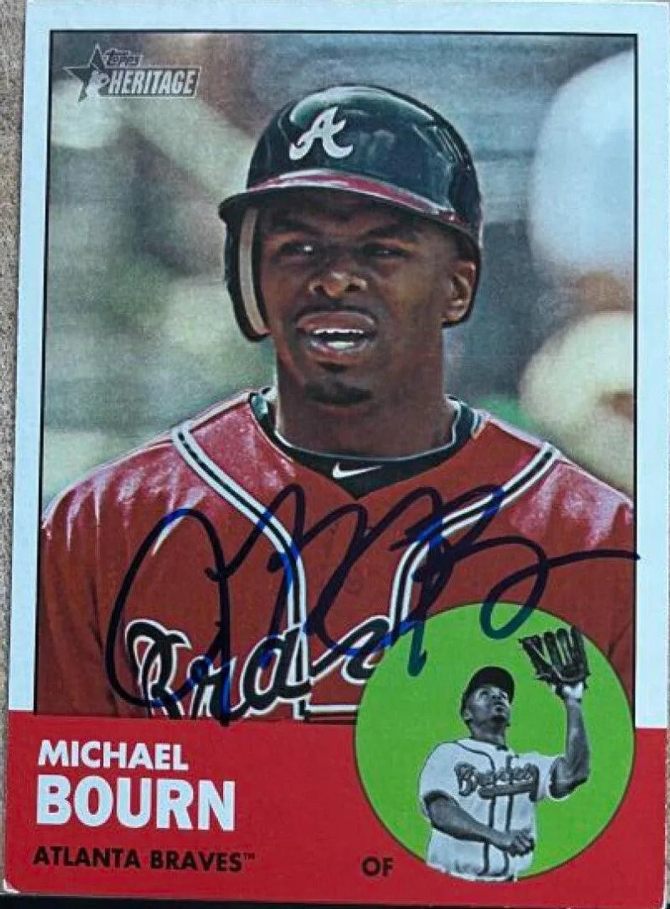 Michael Bourn Signed 2012 Topps Heritage Baseball Card - Atlanta Braves