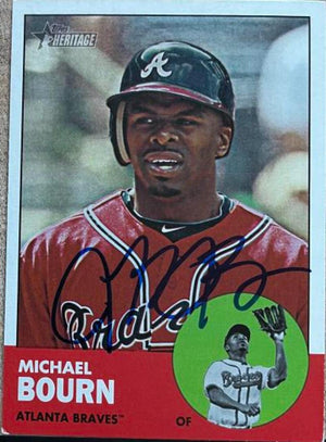 Michael Bourn Signed 2012 Topps Heritage Baseball Card - Atlanta Braves - PastPros