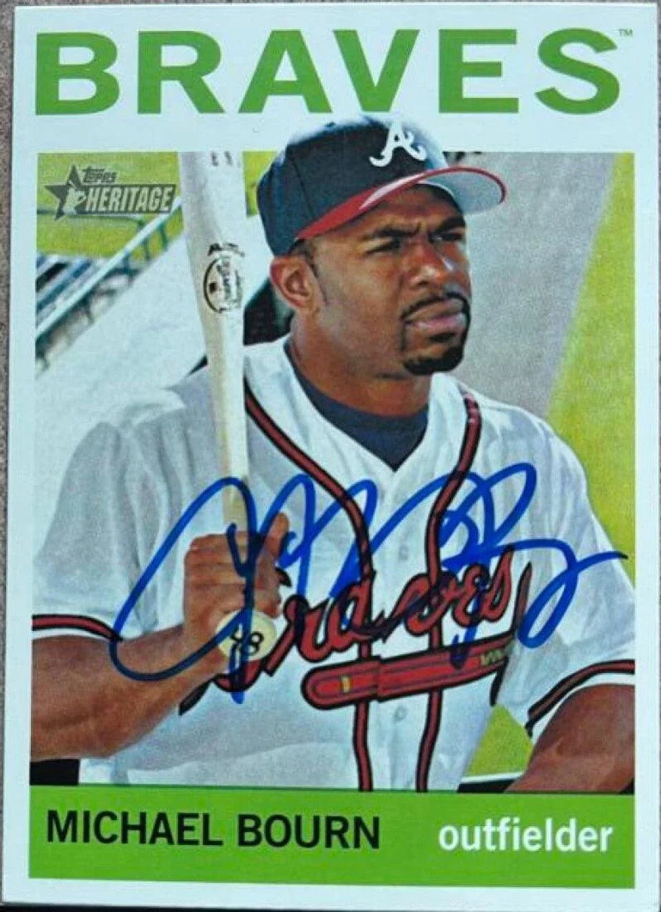 Michael Bourn Signed 2013 Topps Heritage Baseball Card - Atlanta Braves