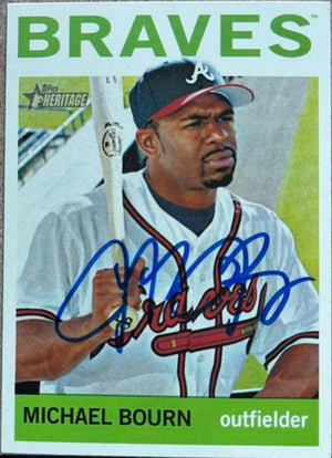 Michael Bourn Signed 2013 Topps Heritage Baseball Card - Atlanta Braves
