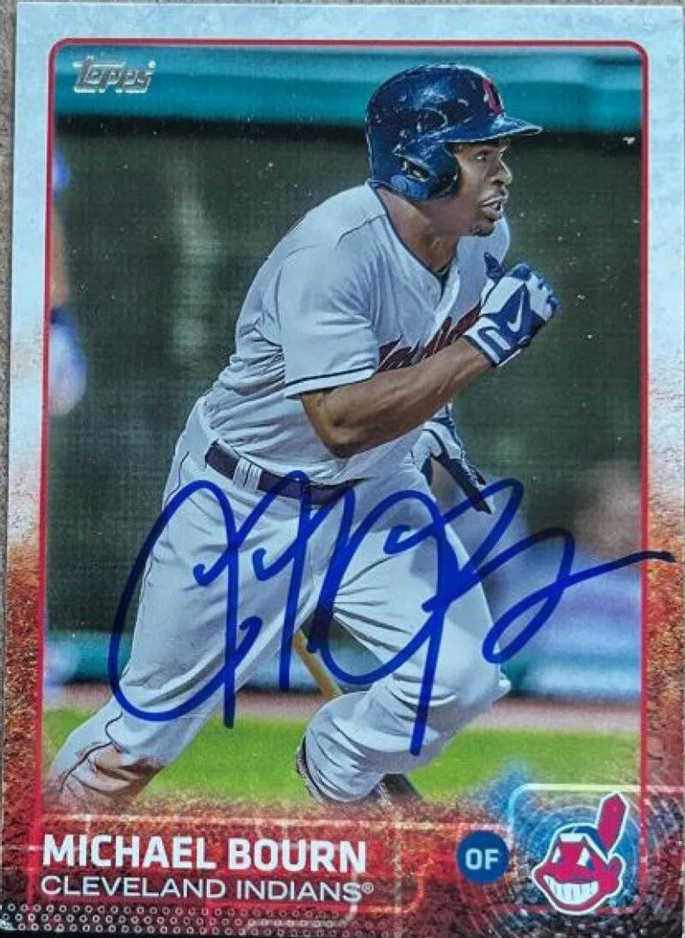 Michael Bourn Signed 2015 Topps Baseball Card - Cleveland Indians