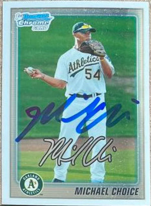 Michael Choice Signed 2010 Bowman Chrome Draft Picks & Prospects Baseball Card - Oakland A's - PastPros