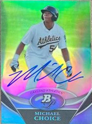 Michael Choice Signed 2011 Bowman Platinum Prospects Baseball Card - Oakland A's