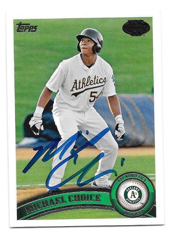 Michael Choice Signed 2011 Topps Pro Debut Baseball Card - Oakland A's - PastPros