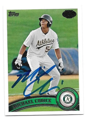 Michael Choice Signed 2011 Topps Pro Debut Baseball Card - Oakland A's
