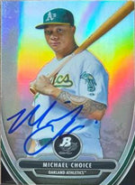 Michael Choice Signed 2013 Bowman Platinum Prospects Chrome Baseball Card - Oakland A's