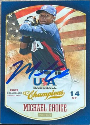 Michael Choice Signed 2013 Panini Champions Baseball Card - Team USA