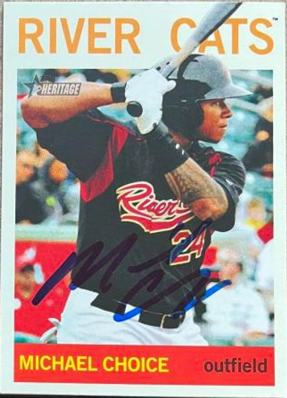 Michael Choice Signed 2013 Topps Heritage Minors Baseball Card - Sacramento River Cats