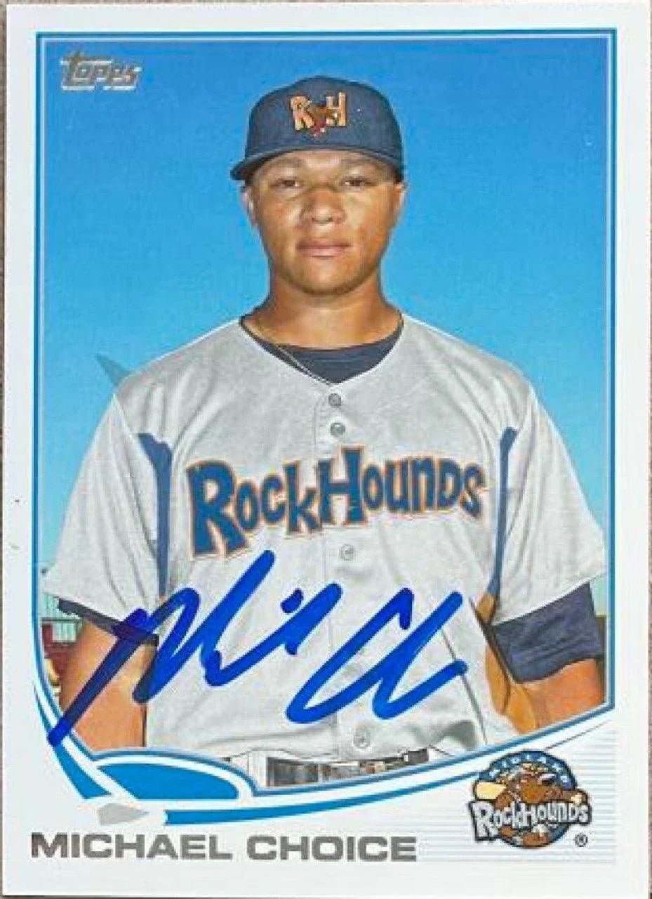 Michael Choice Signed 2013 Topps Pro Debut Baseball Card - Midland Rockhounds