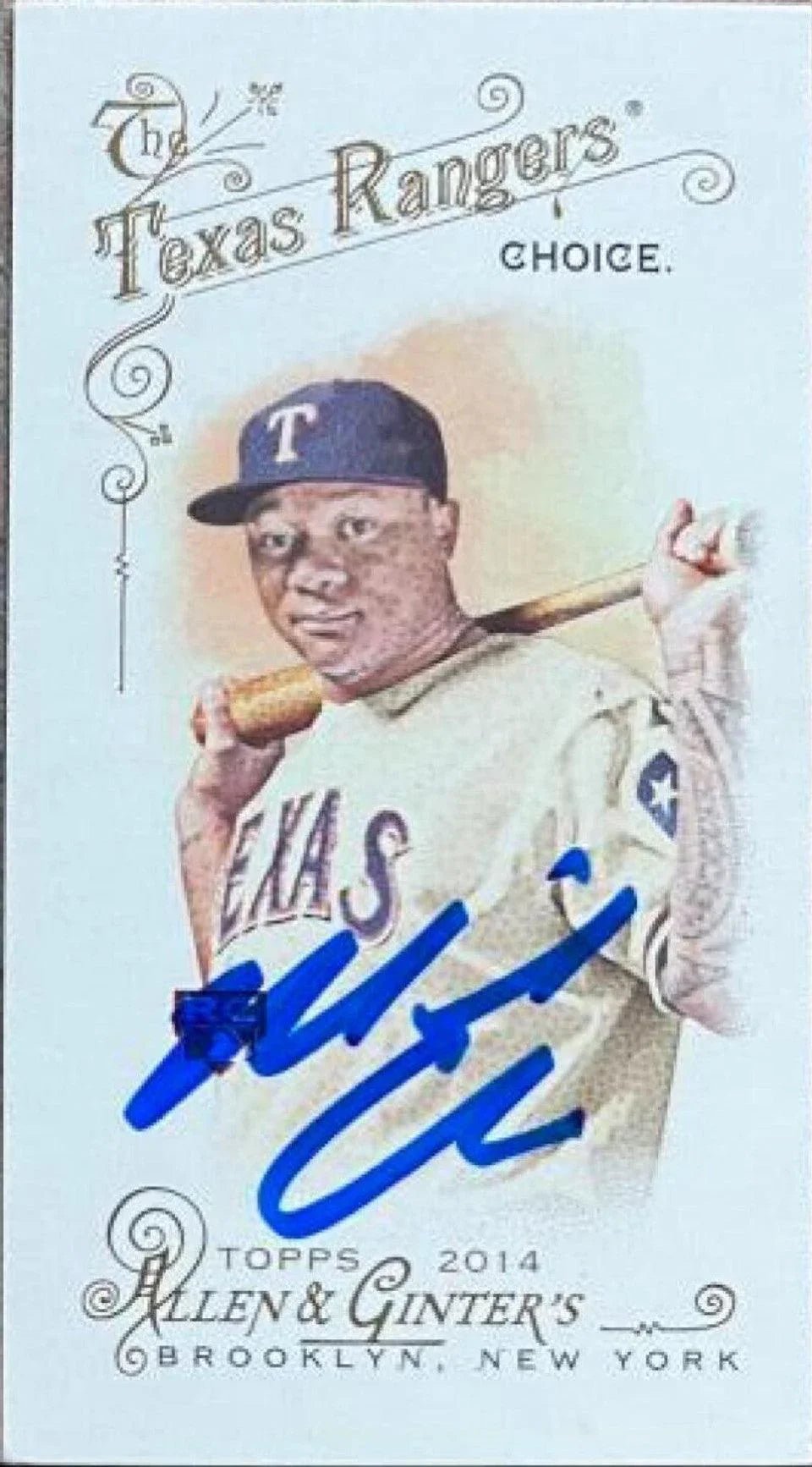 Michael Choice Signed 2014 Allen & Ginter Mini Baseball Card - Texas Rangers