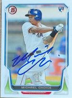 Michael Choice Signed 2014 Bowman Baseball Card - Texas Rangers