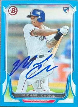 Michael Choice Signed 2014 Bowman Blue Baseball Card - Texas Rangers - PastPros