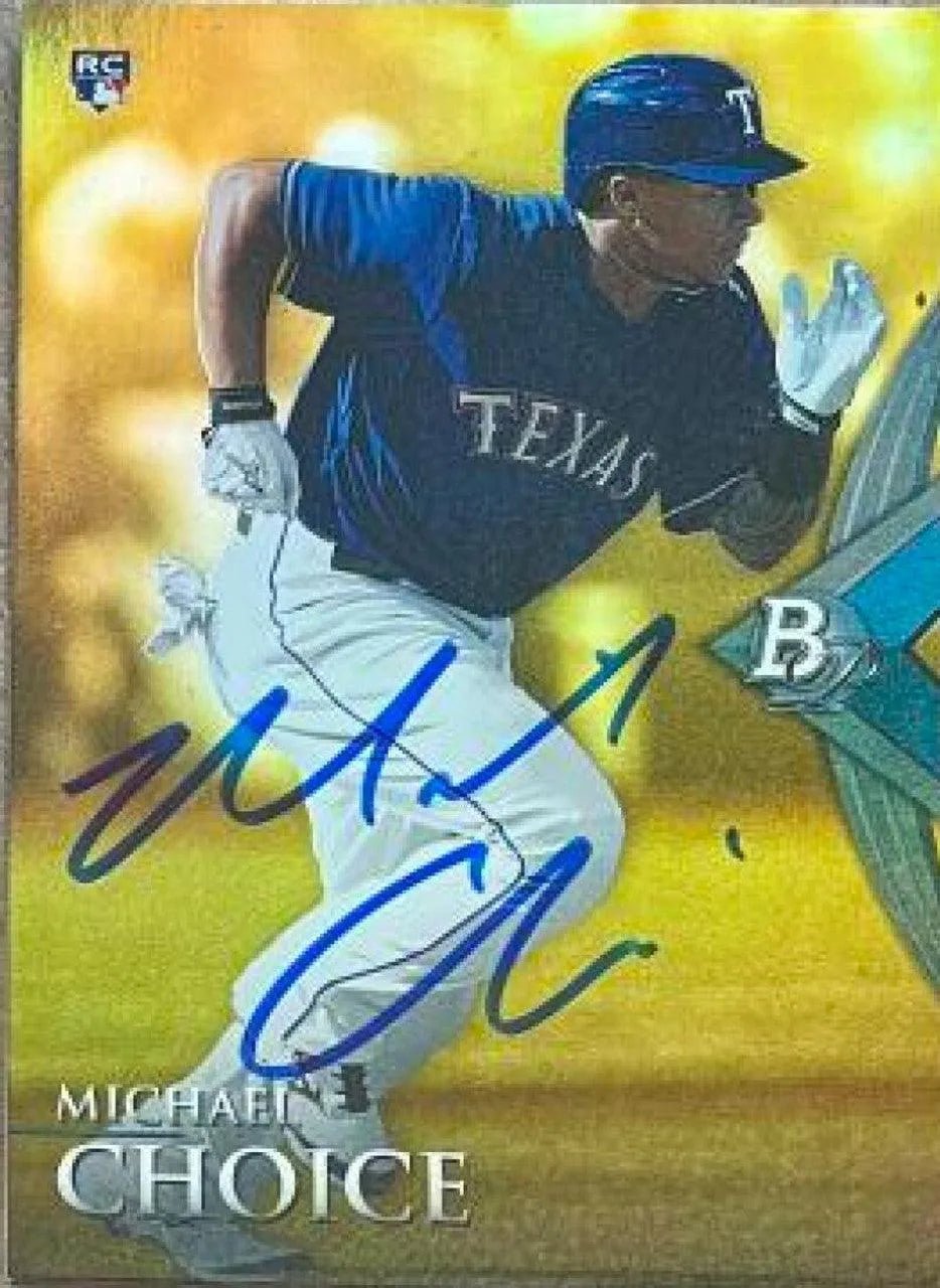 Michael Choice Signed 2014 Bowman Platinum Gold Baseball Card - Texas Rangers