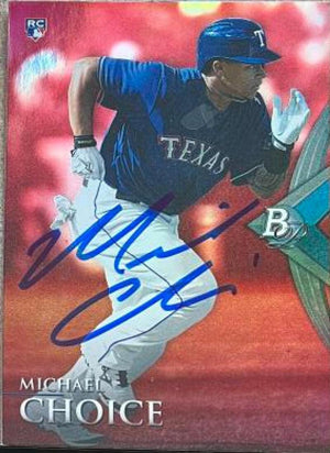 Michael Choice Signed 2014 Bowman Platinum Ruby Baseball Card - Texas Rangers - PastPros