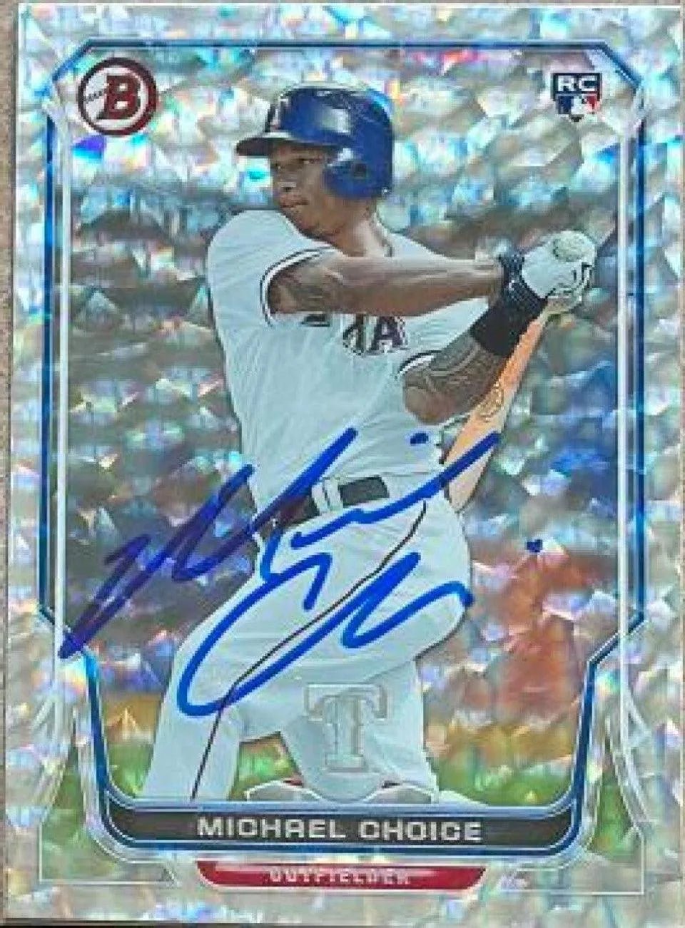 Michael Choice Signed 2014 Bowman Silver Ice Baseball Card - Texas Rangers