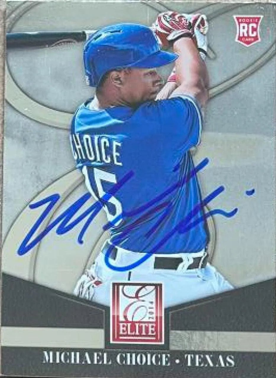 Michael Choice Signed 2014 Donruss Elite Baseball Card - Texas Rangers