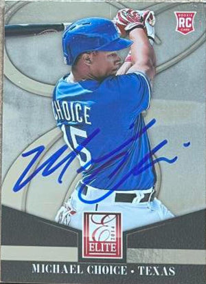 Michael Choice Signed 2014 Donruss Elite Baseball Card - Texas Rangers - PastPros