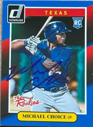 Michael Choice Signed 2014 Donruss Rookies Baseball Card - Texas Rangers - PastPros