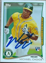 Michael Choice Signed 2014 Topps Baseball Card - Oakland A's