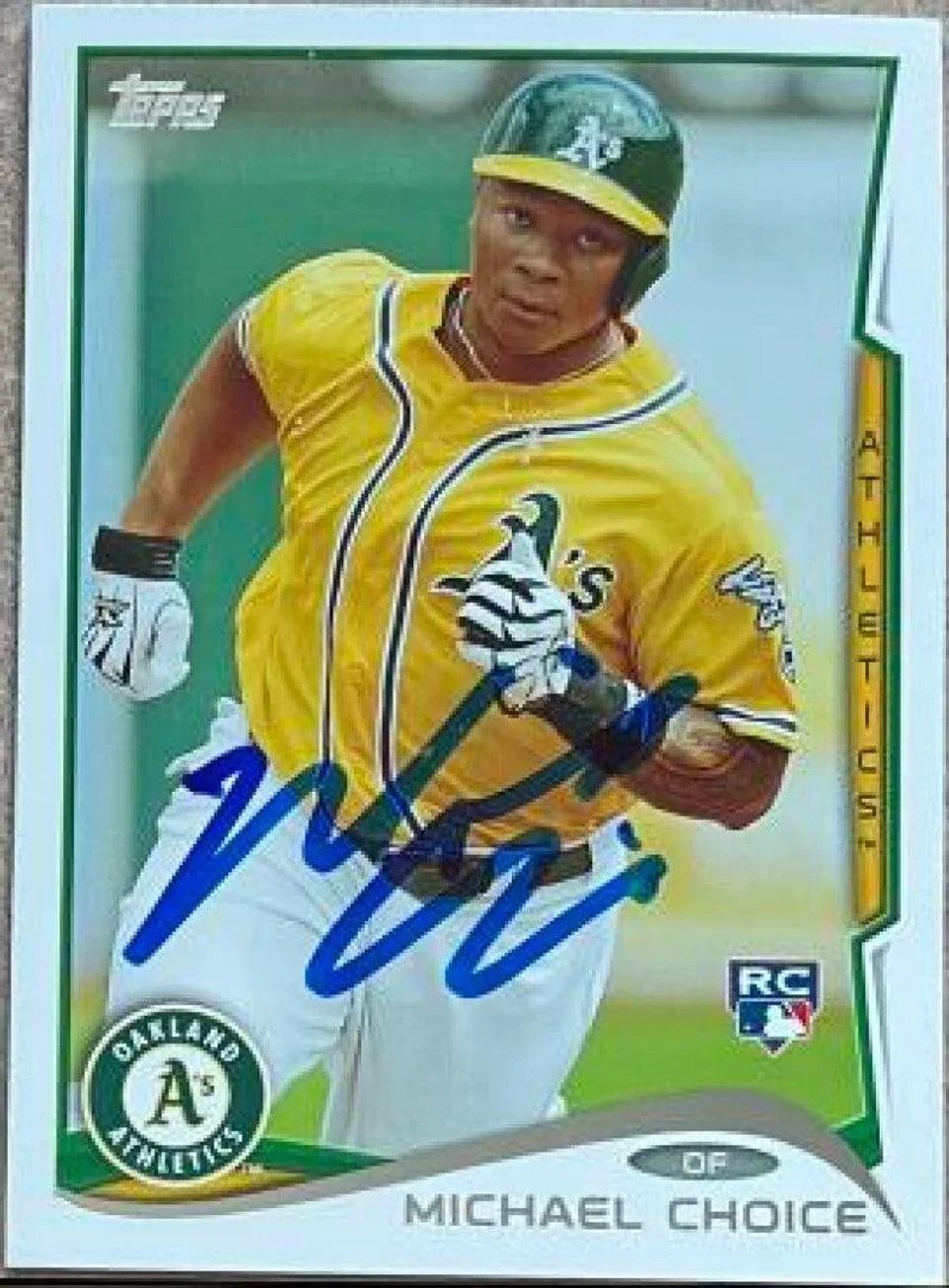 Michael Choice Signed 2014 Topps Baseball Card - Oakland A's