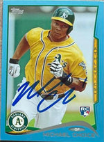 Michael Choice Signed 2014 Topps Blue Baseball Card - Oakland A's
