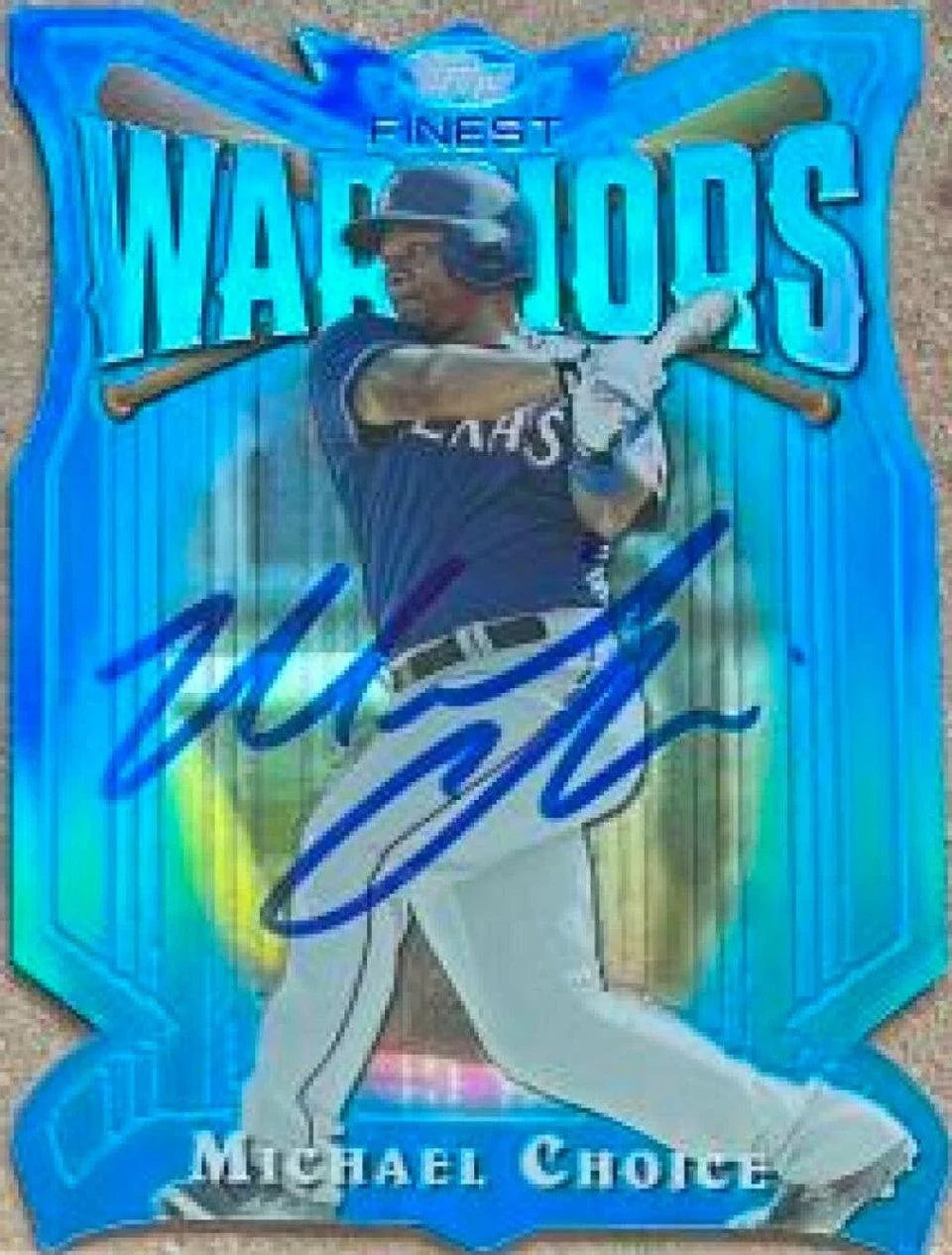 Michael Choice Signed 2014 Topps Finest Warriors Die Cue Refractor Baseball Card - Texas Rangers