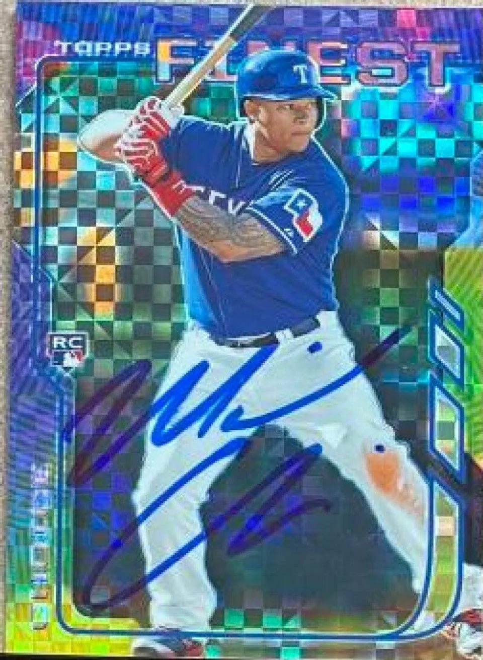 Michael Choice Signed 2014 Topps Finest X-Fractor Baseball Card - Texas Rangers
