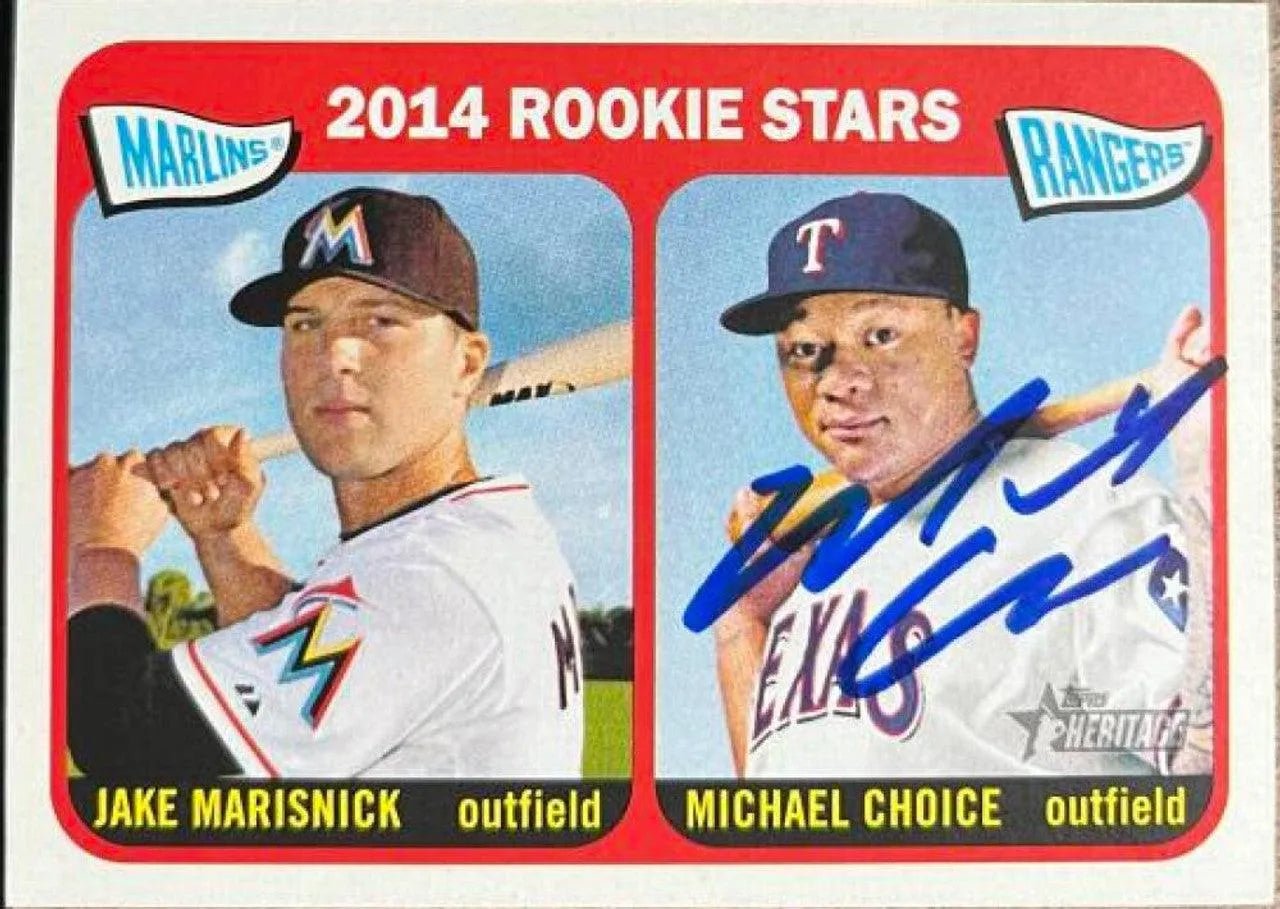 Michael Choice Signed 2014 Topps Heritage Baseball Card - Texas Rangers
