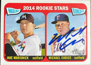 Michael Choice Signed 2014 Topps Heritage Baseball Card - Texas Rangers - PastPros