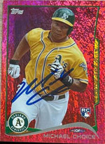 Michael Choice Signed 2014 Topps Red Foil Baseball Card - Oakland A's